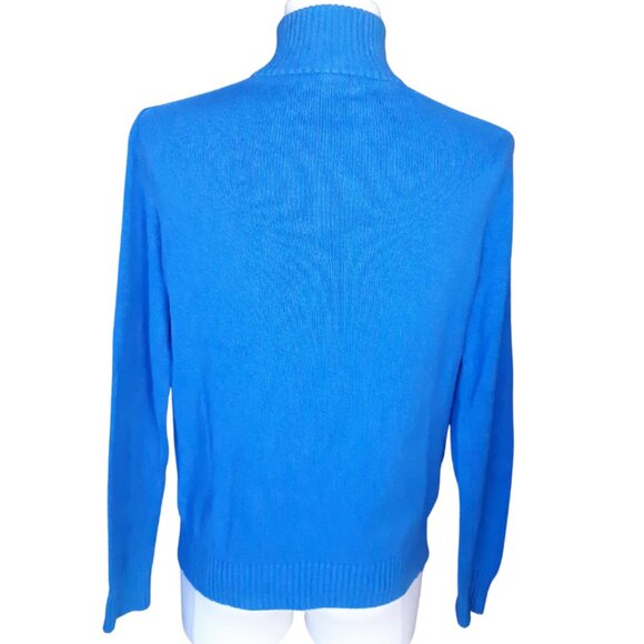 GAP SZ M Azure Blue 100% Cotton Quarter Zip Sweater - Picture 2 of 14